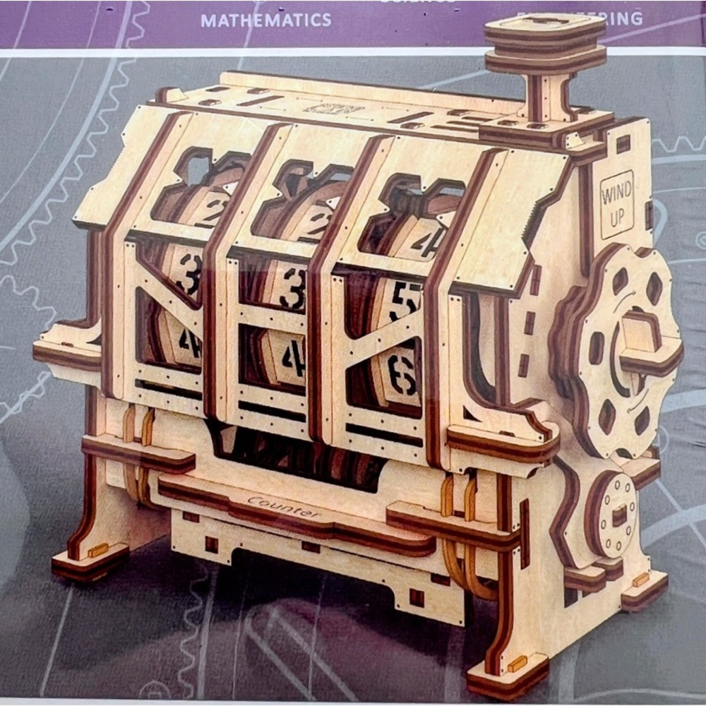 UGEARS STEM Lab Mechanical Model Counter 3D Wooden Puzzle DIY Kit 70130 NEW